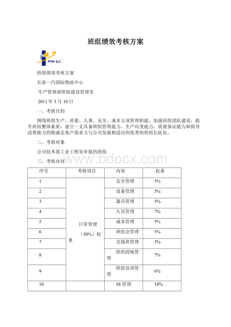 班组绩效考核方案Word格式文档下载.docx