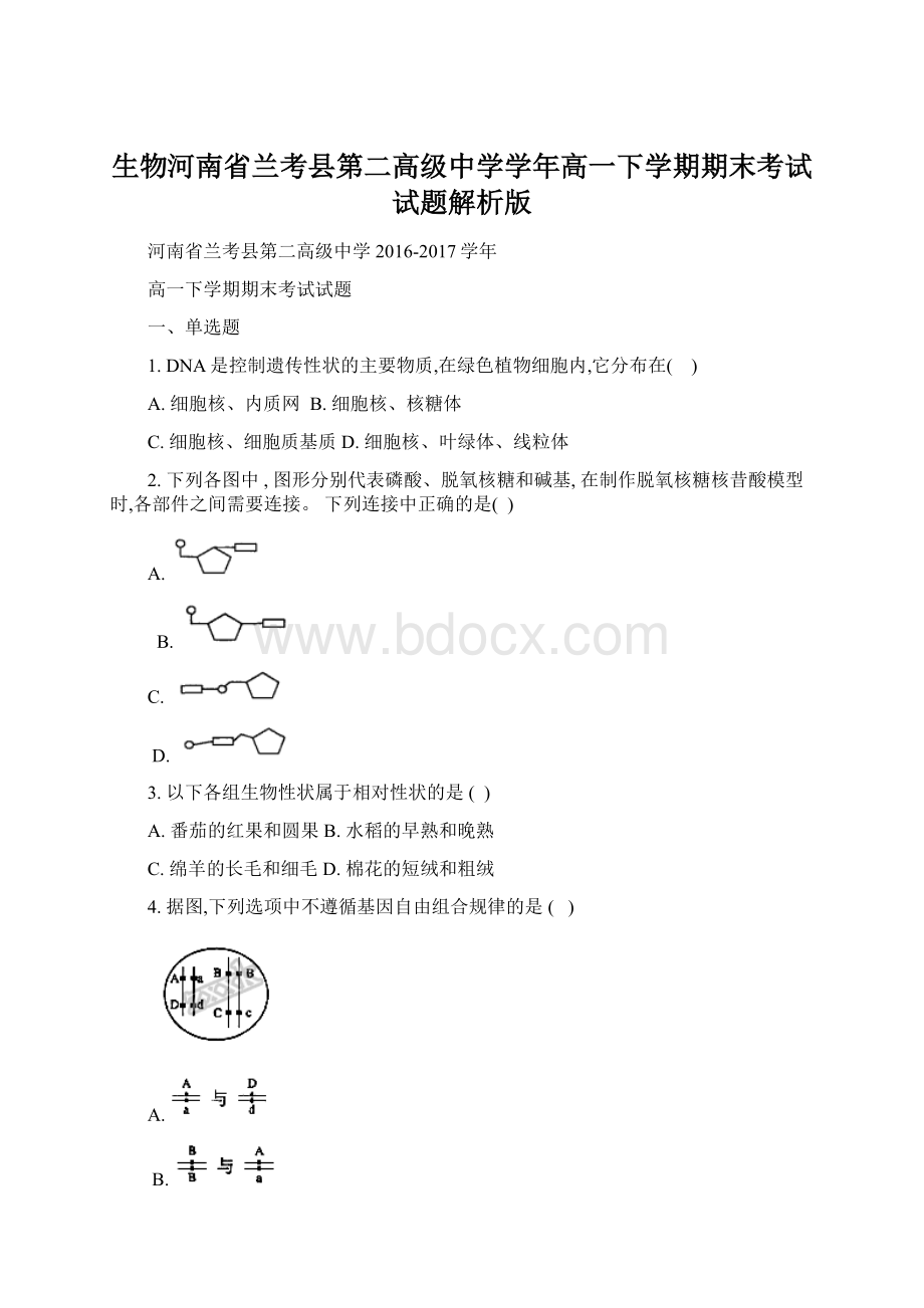 生物河南省兰考县第二高级中学学年高一下学期期末考试试题解析版.docx_第1页