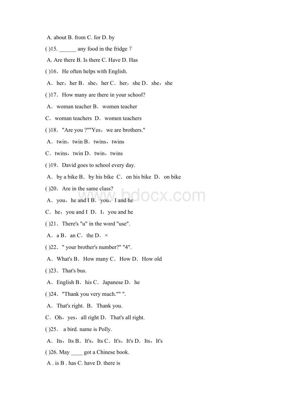 小学英语六年级选择填空专项练习题.docx_第2页