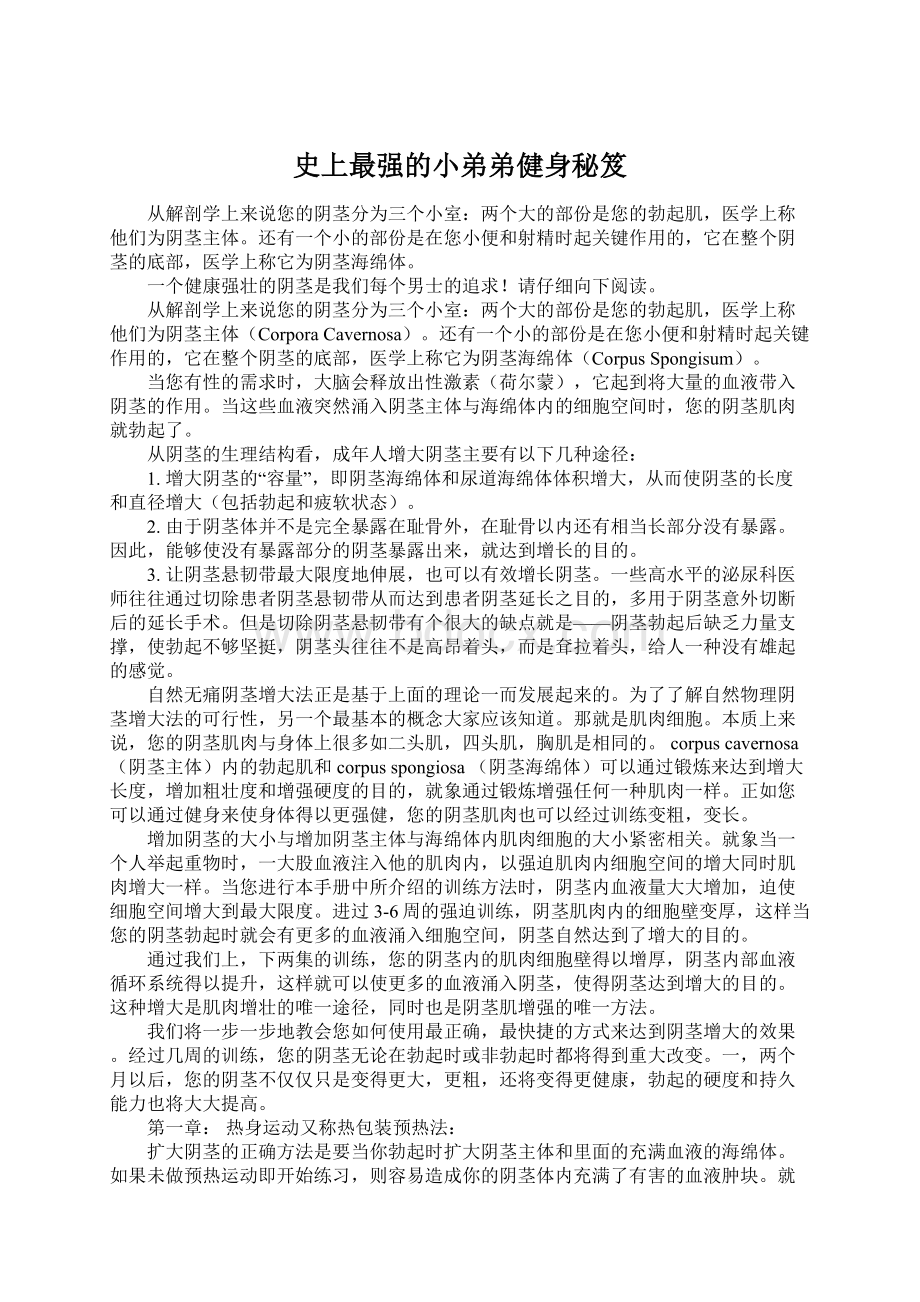 史上最强的小弟弟健身秘笈.docx