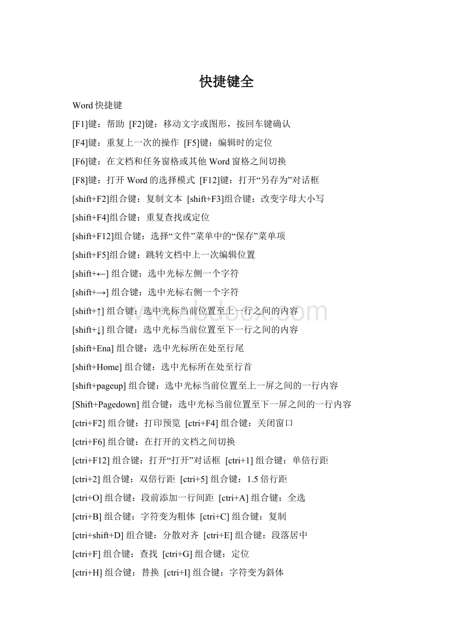 快捷键全Word格式文档下载.docx