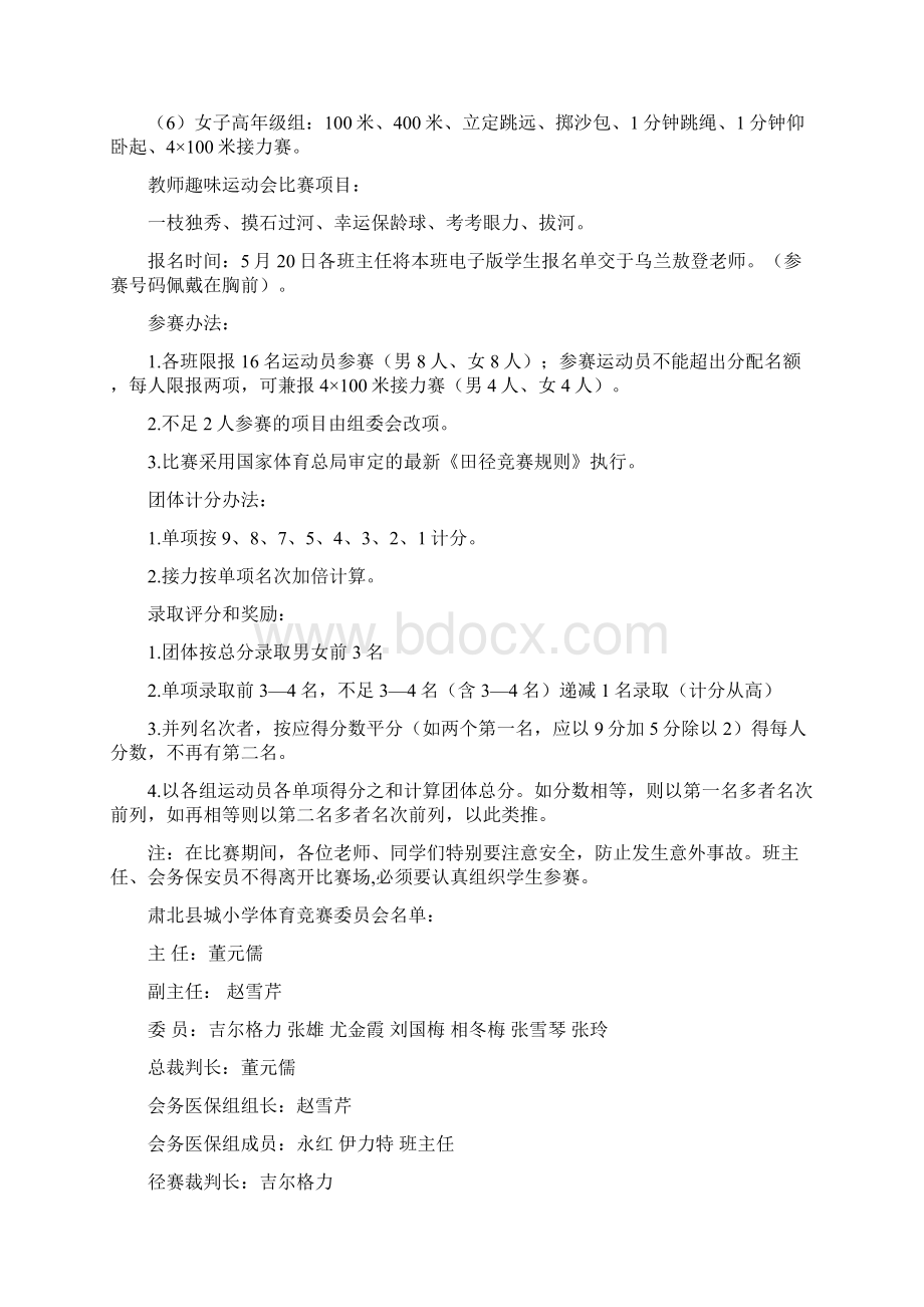 县城小学田径运动会秩序册Word文档格式.docx_第2页