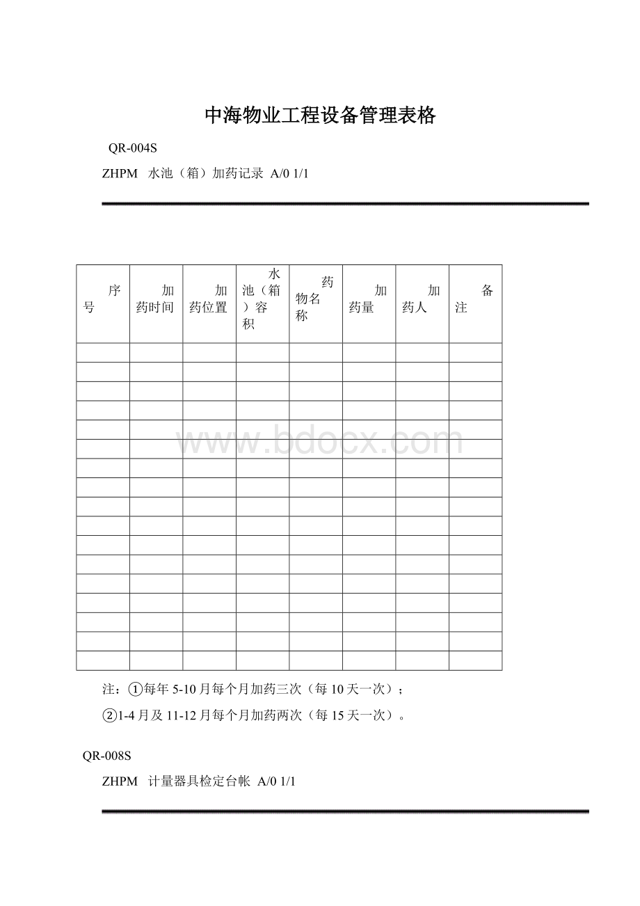 中海物业工程设备管理表格Word格式文档下载.docx_第1页