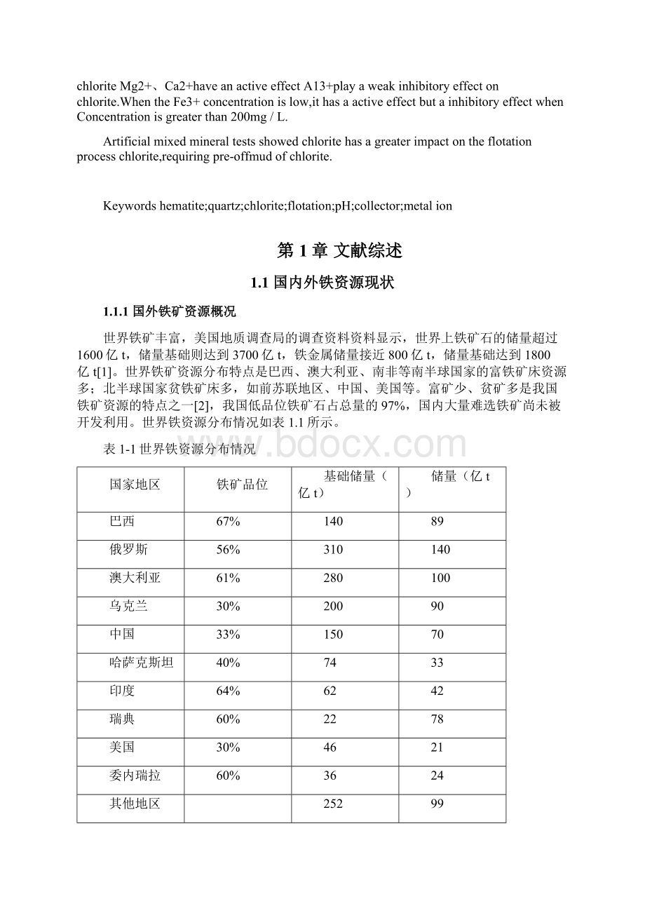 赤铁矿与石英绿泥石的浮选分离Word格式.docx_第2页