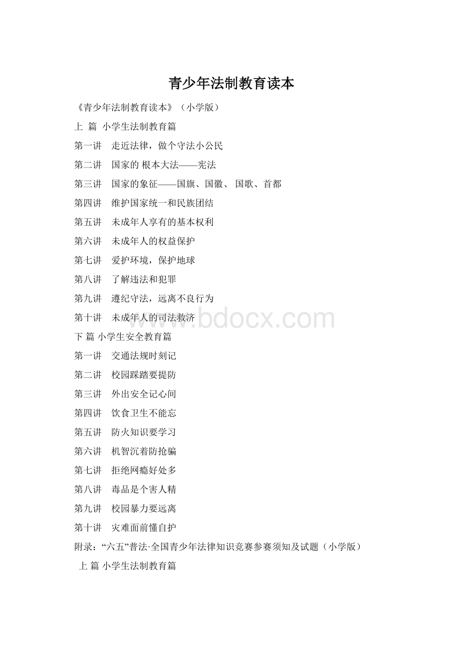 青少年法制教育读本Word格式.docx