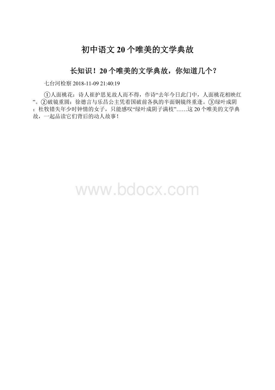 初中语文20个唯美的文学典故.docx