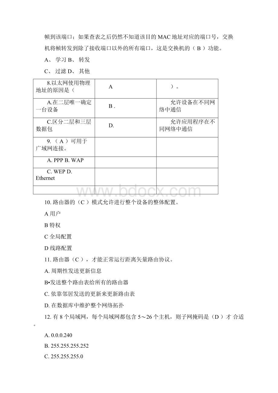 计算机组网技术试题答案99691Word文档格式.docx_第2页