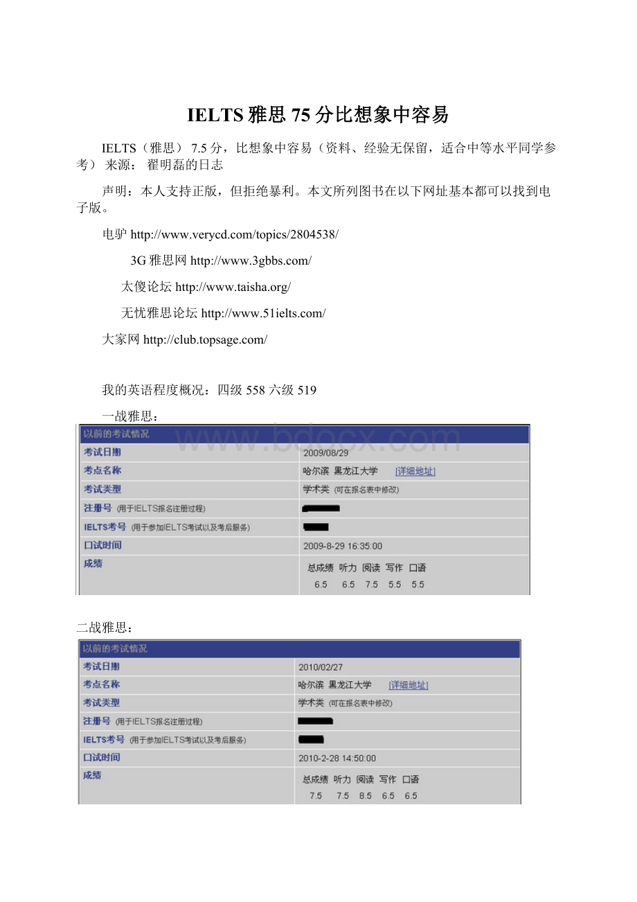 IELTS雅思 75分比想象中容易Word格式.docx_第1页