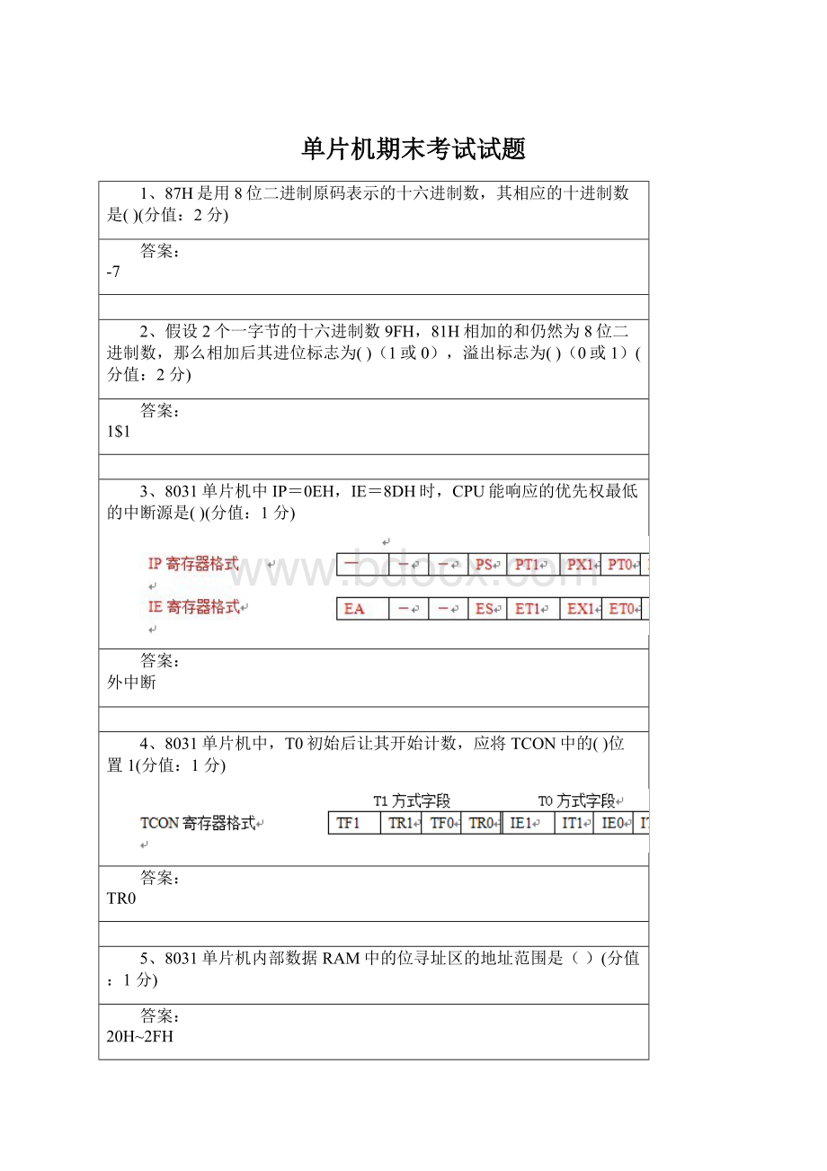 单片机期末考试试题Word文件下载.docx_第1页