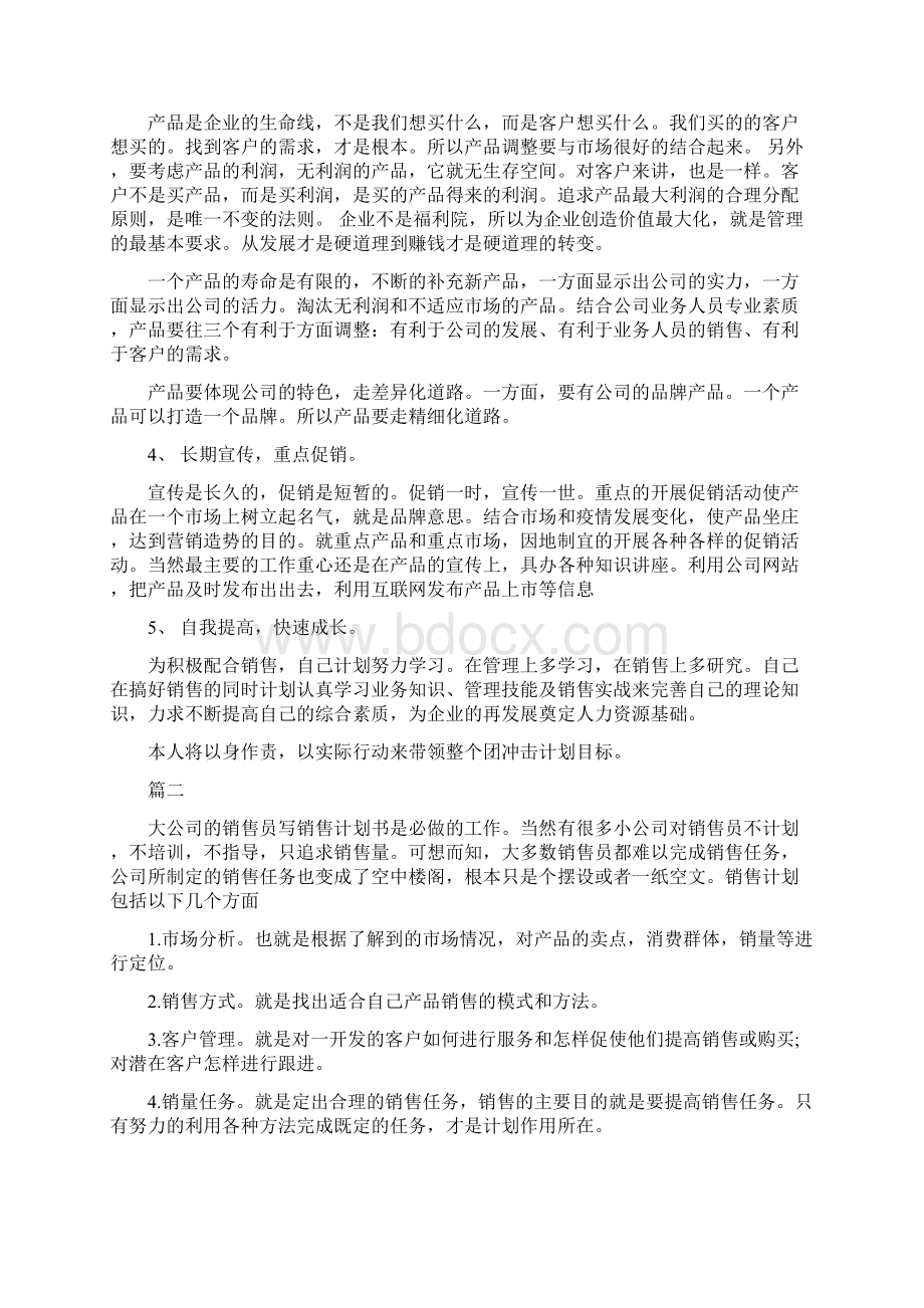 个人销售计划范文Word格式文档下载.docx_第2页