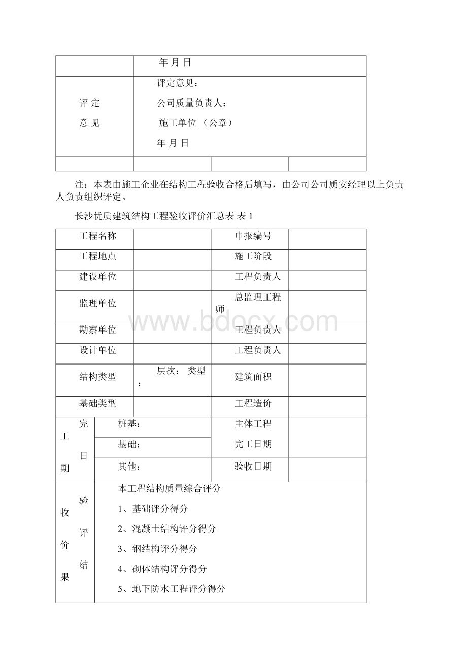 长沙市优质建筑结构工程自查评定汇总表Word文档下载推荐.docx_第2页