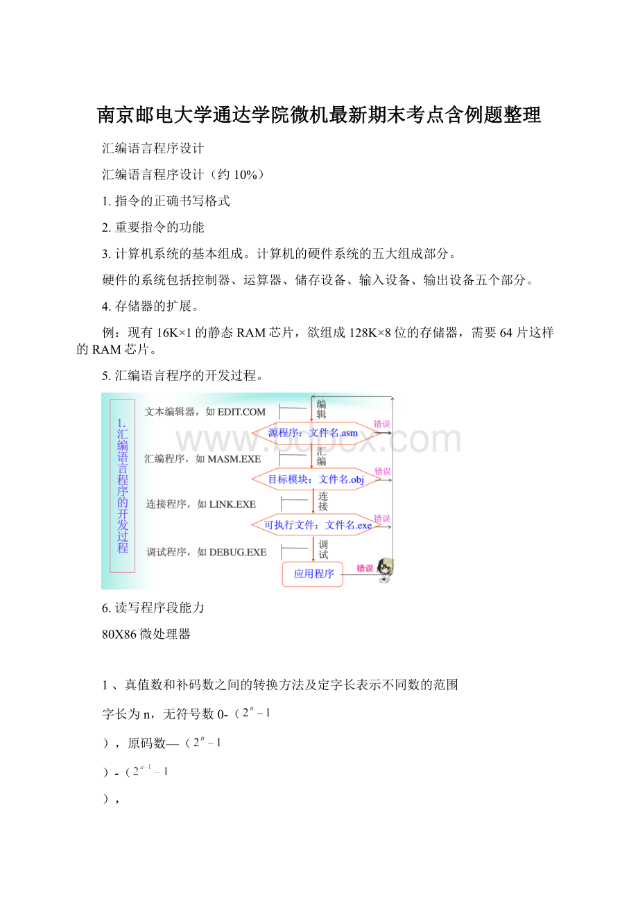 南京邮电大学通达学院微机最新期末考点含例题整理.docx_第1页