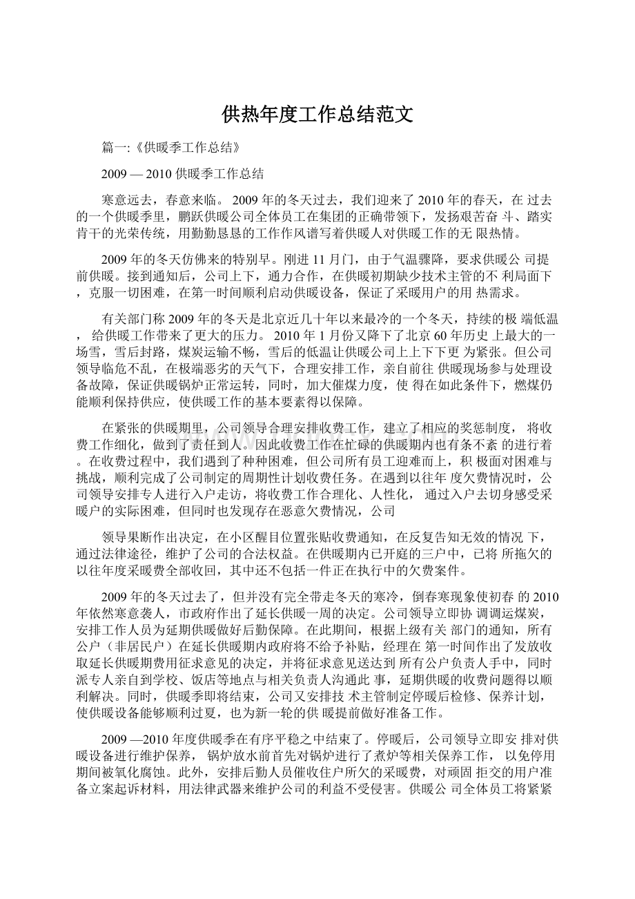 供热年度工作总结范文文档格式.docx