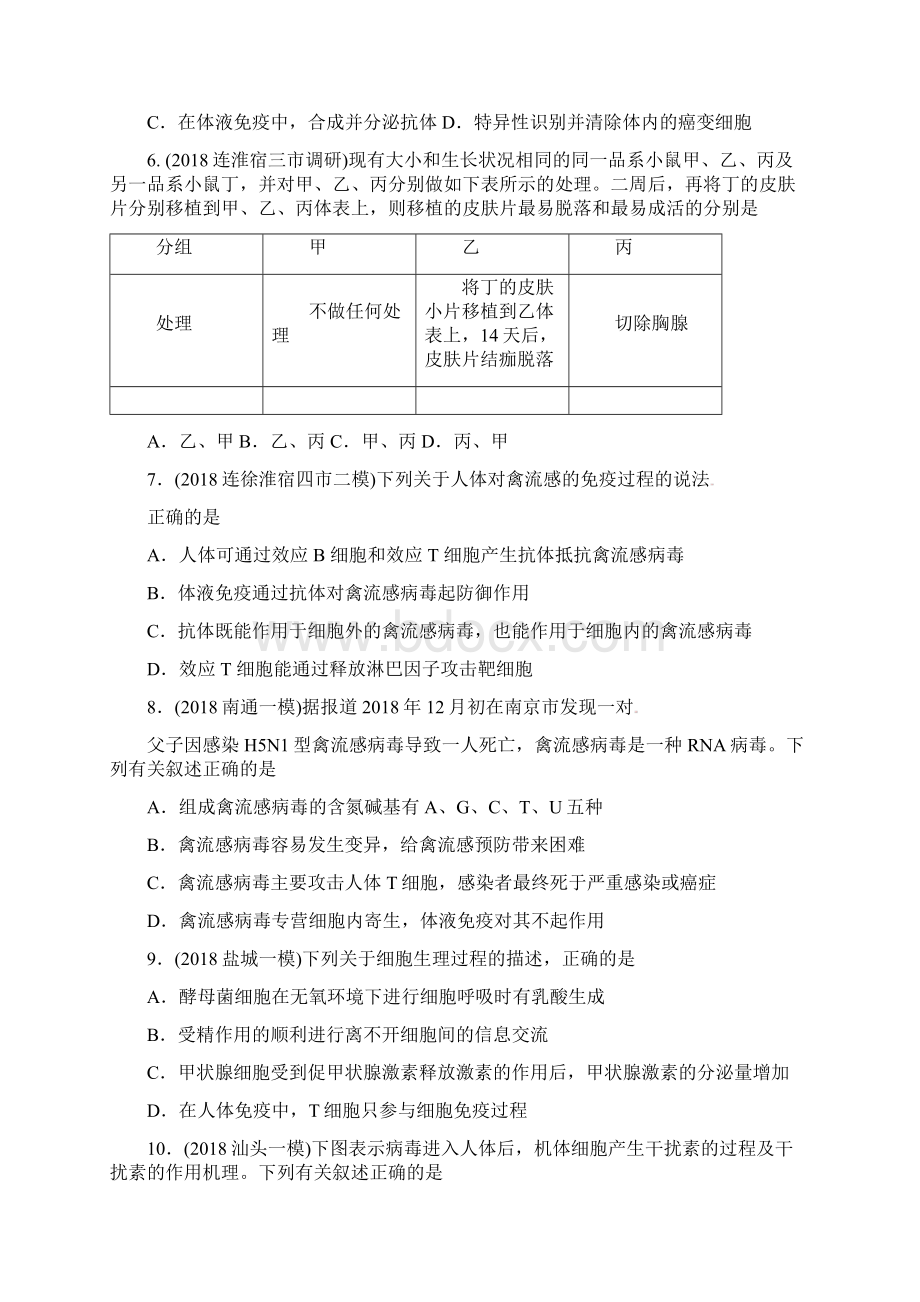 最新高中生物高二生物免疫系统与免疫功能同步测试题Word格式.docx_第2页