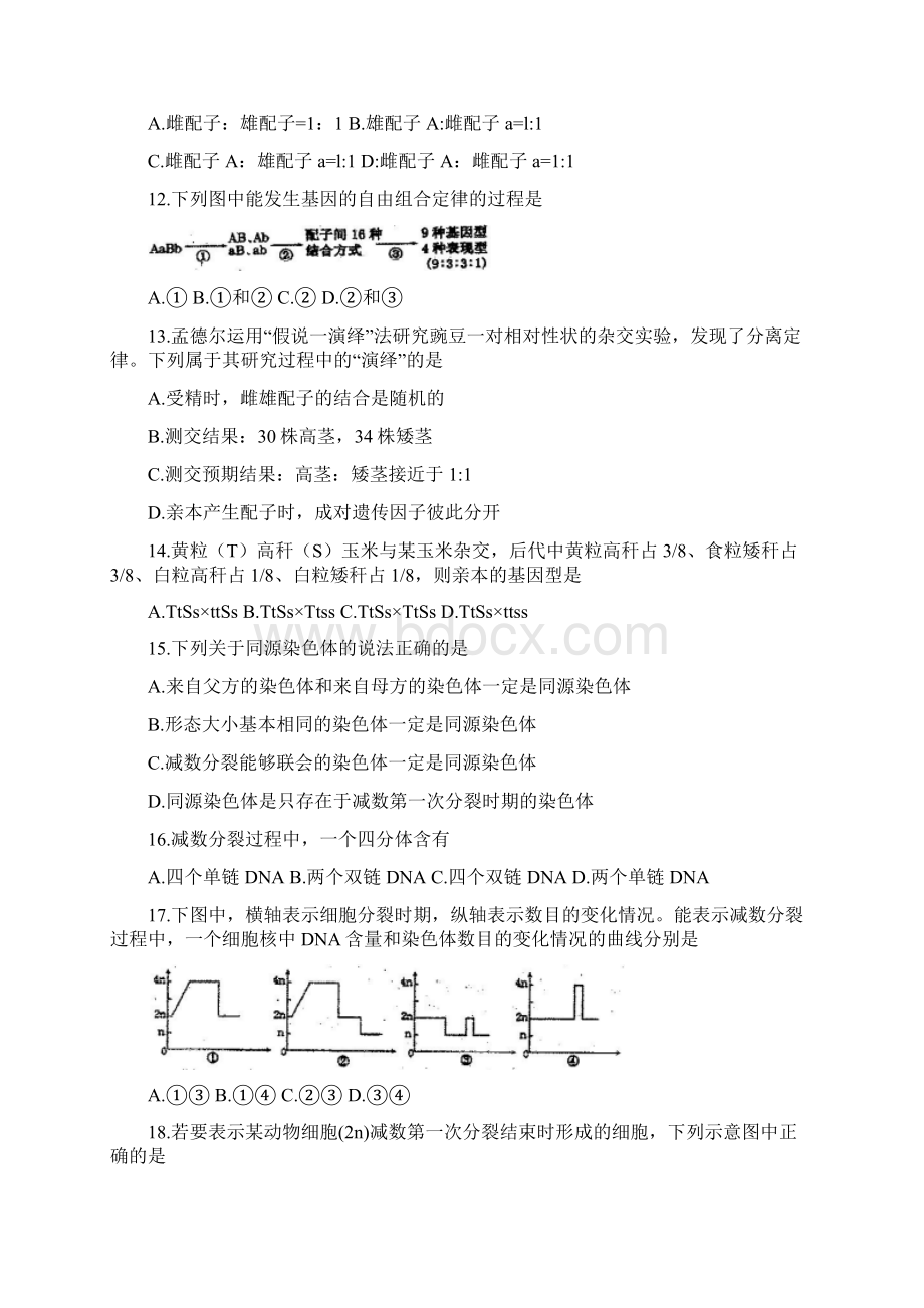 四川省成都市高新区学年高一生物下学期期末考试试题.docx_第3页