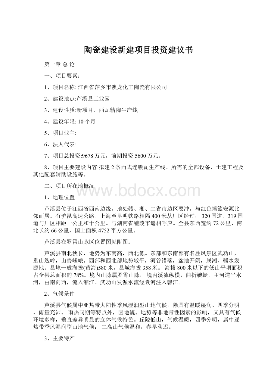 陶瓷建设新建项目投资建议书Word文档格式.docx