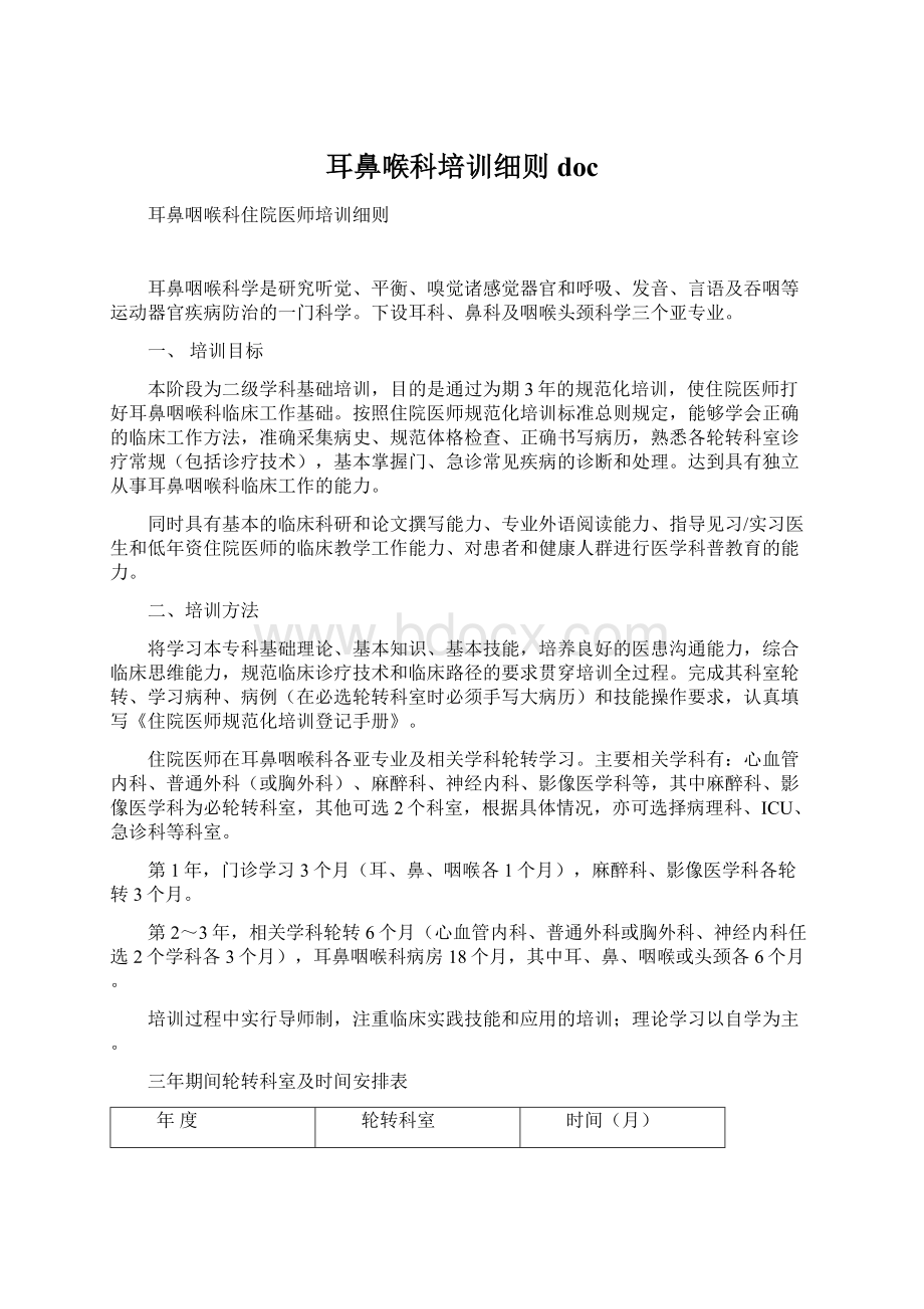 耳鼻喉科培训细则docWord格式文档下载.docx_第1页