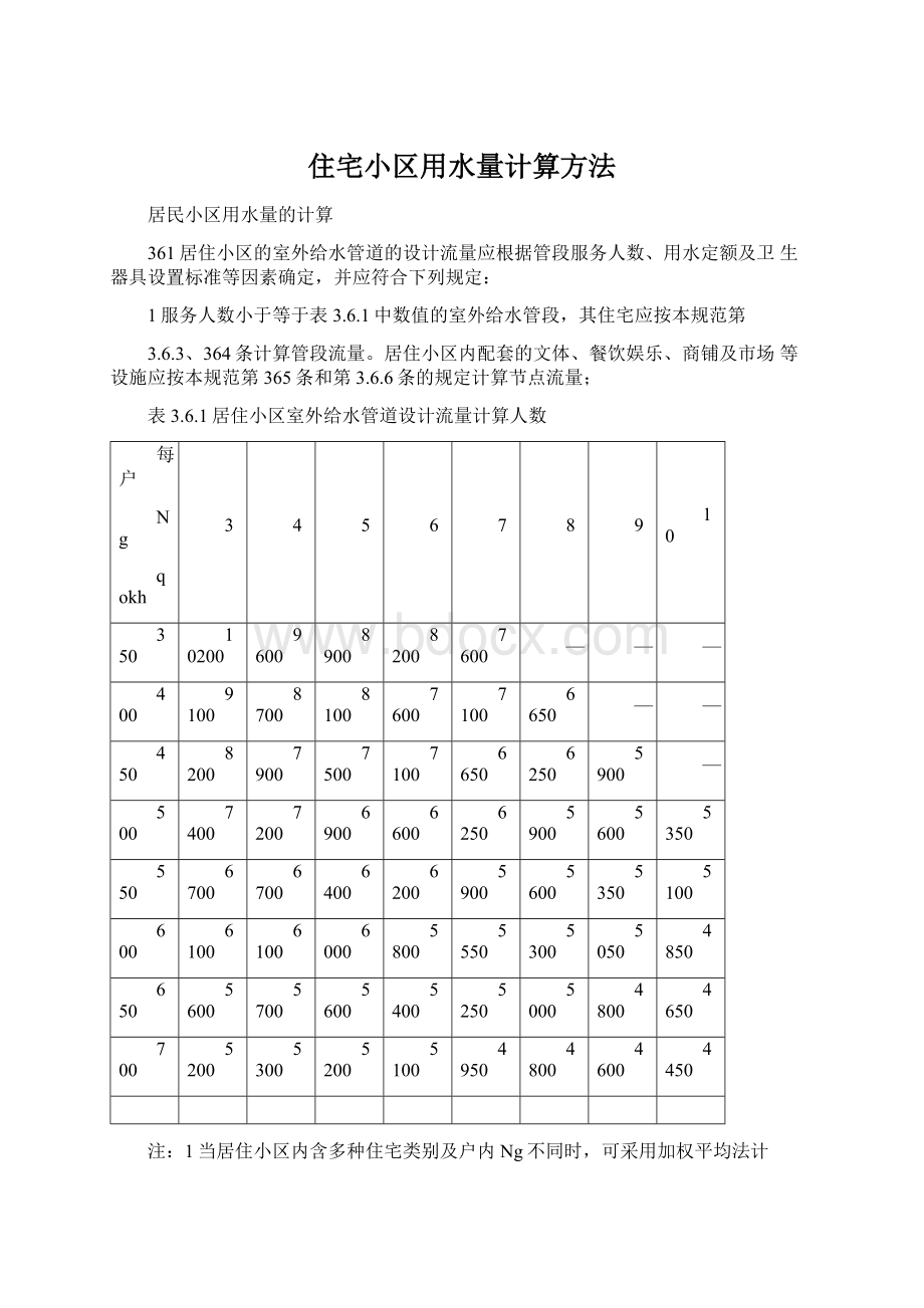 住宅小区用水量计算方法Word格式文档下载.docx_第1页