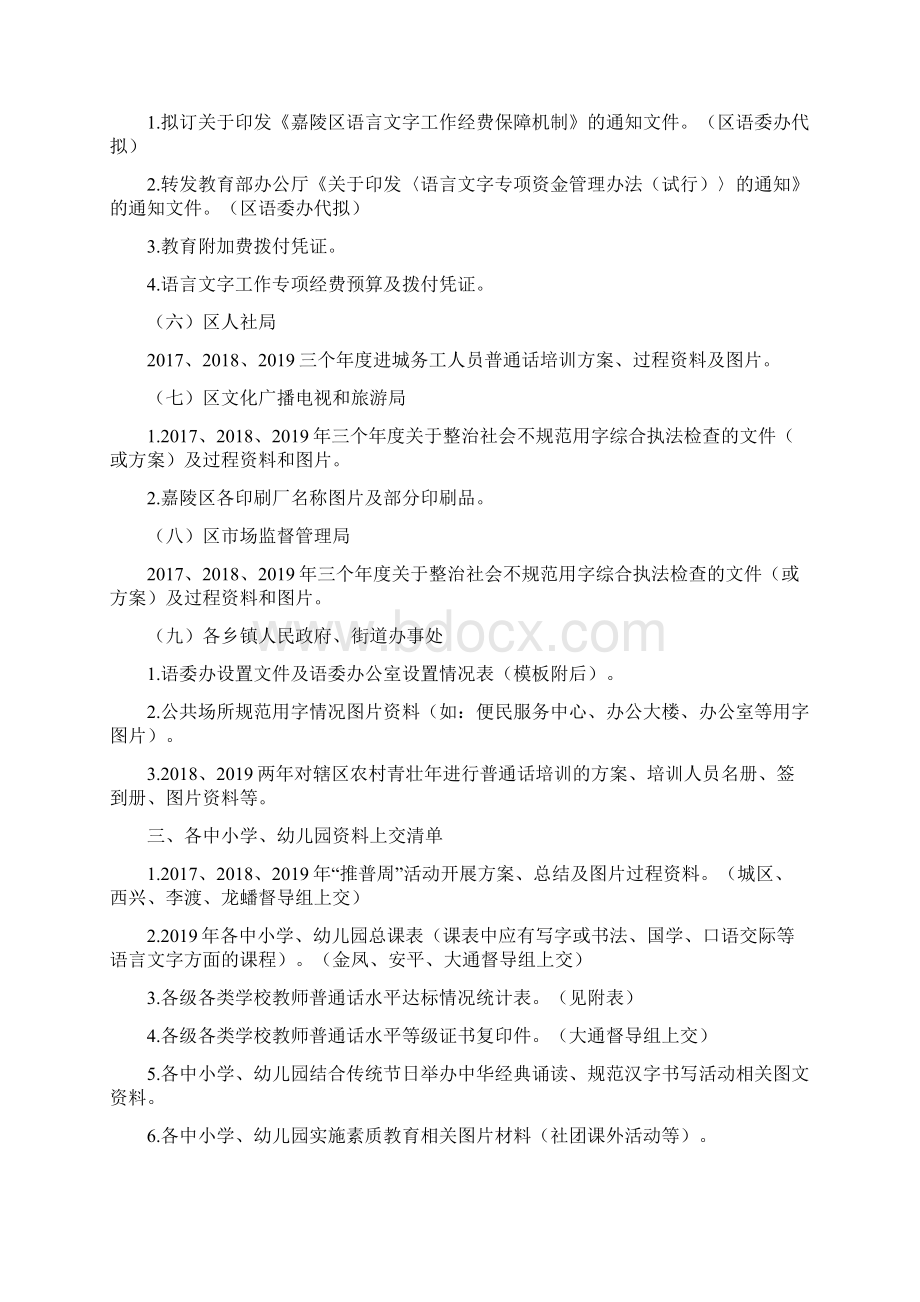 语言文字工作三项达标验收迎检资料上交清单docxWord下载.docx_第2页