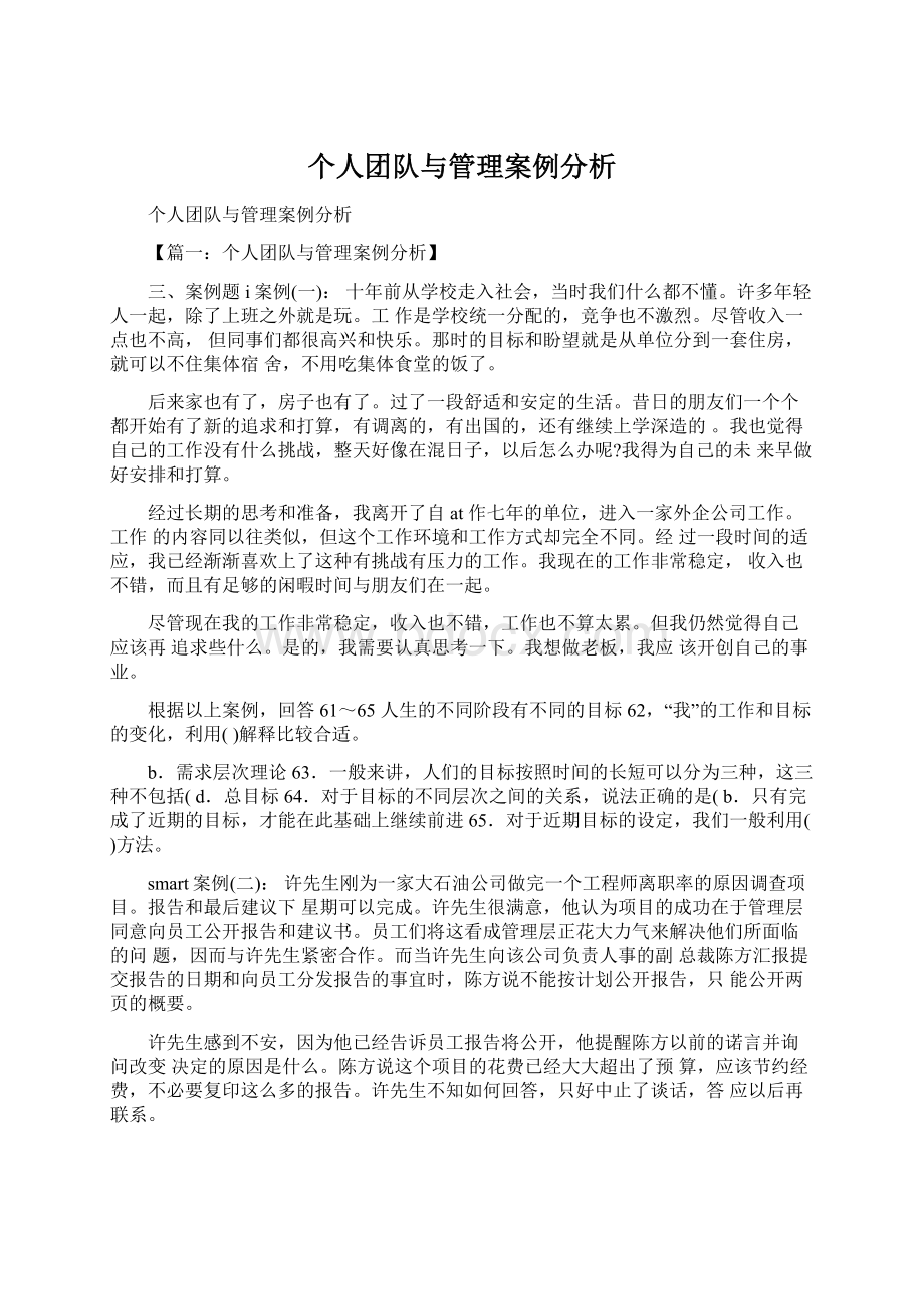 个人团队与管理案例分析文档格式.docx