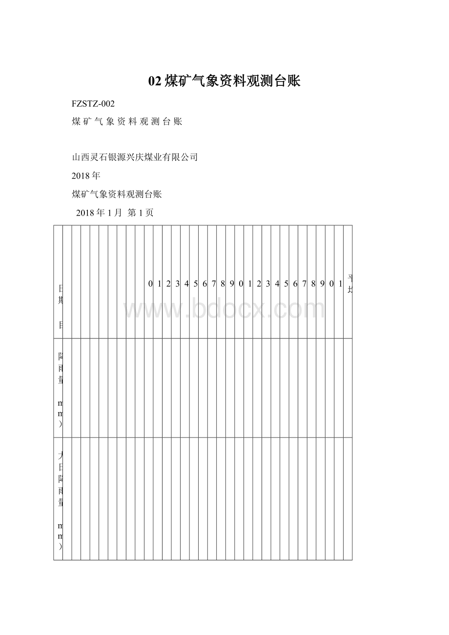 02煤矿气象资料观测台账.docx