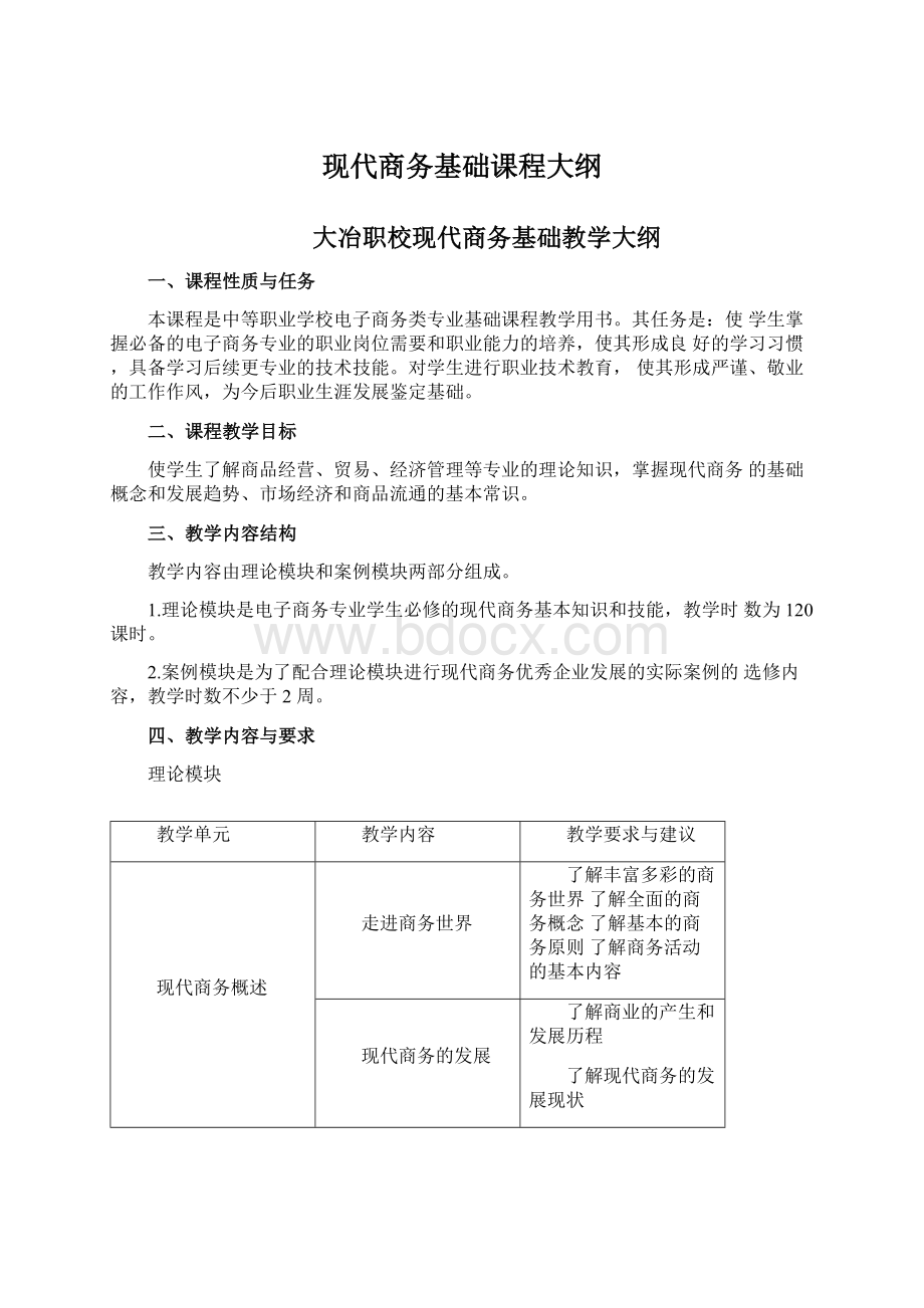 现代商务基础课程大纲.docx_第1页