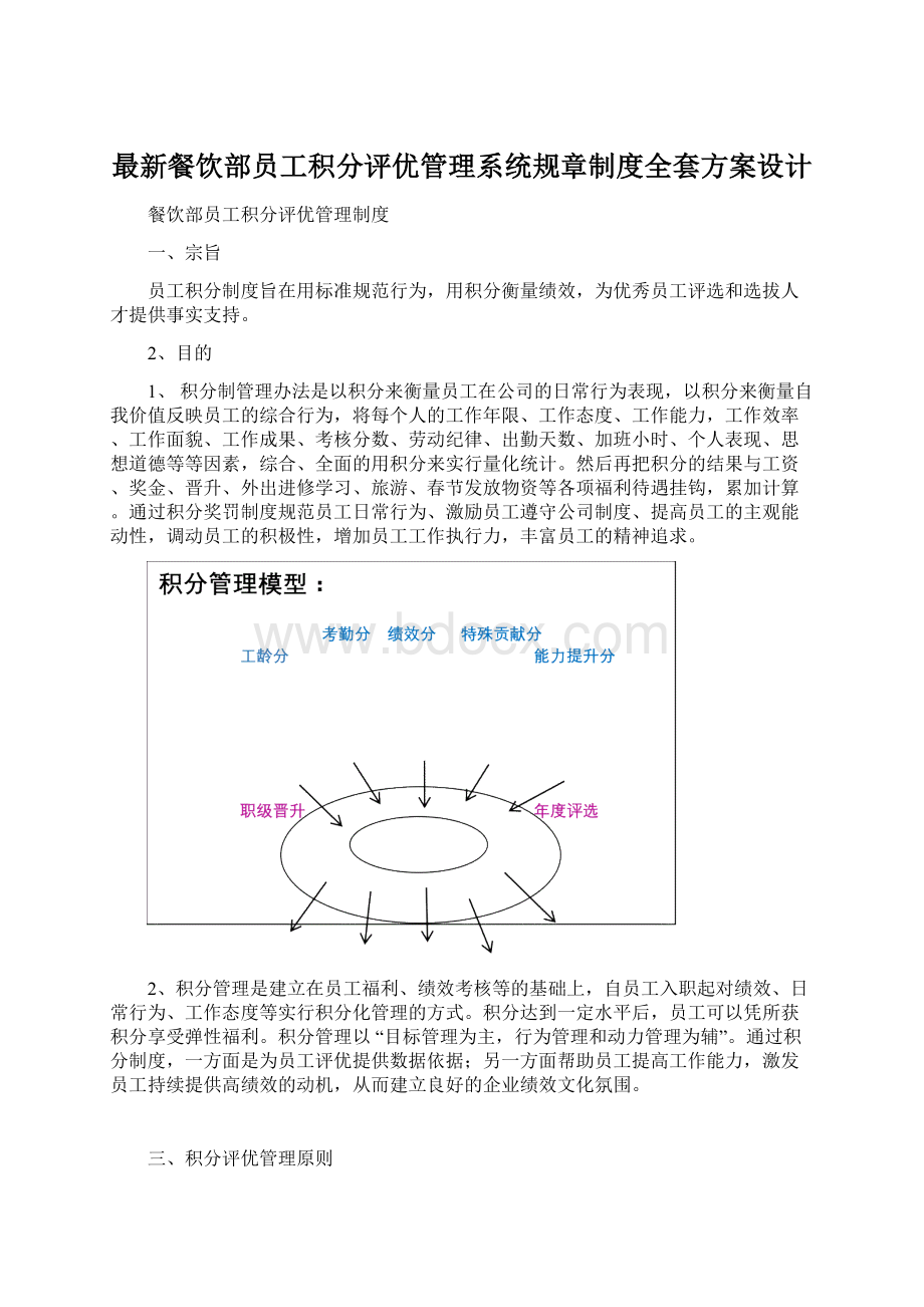 最新餐饮部员工积分评优管理系统规章制度全套方案设计.docx_第1页