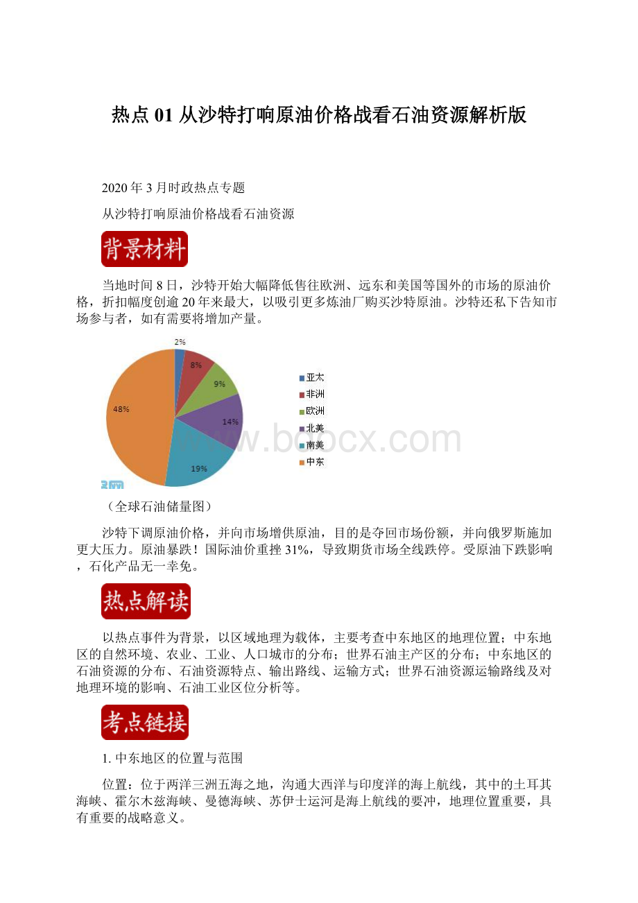 热点01 从沙特打响原油价格战看石油资源解析版.docx_第1页