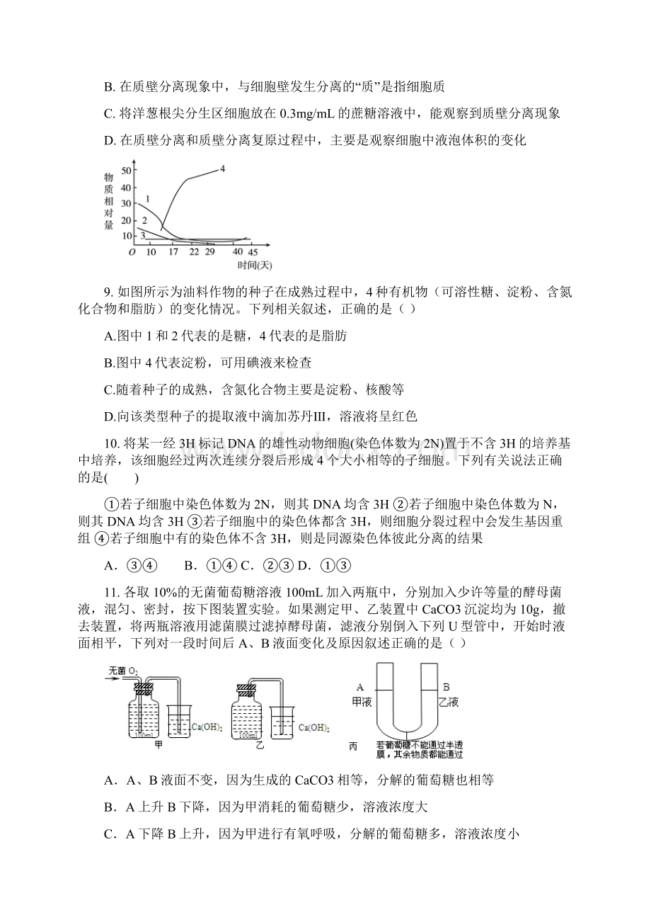 山东省青岛市城阳第一高级中学学年高三上学期期中考试生物试题 Word版含答案.docx_第3页