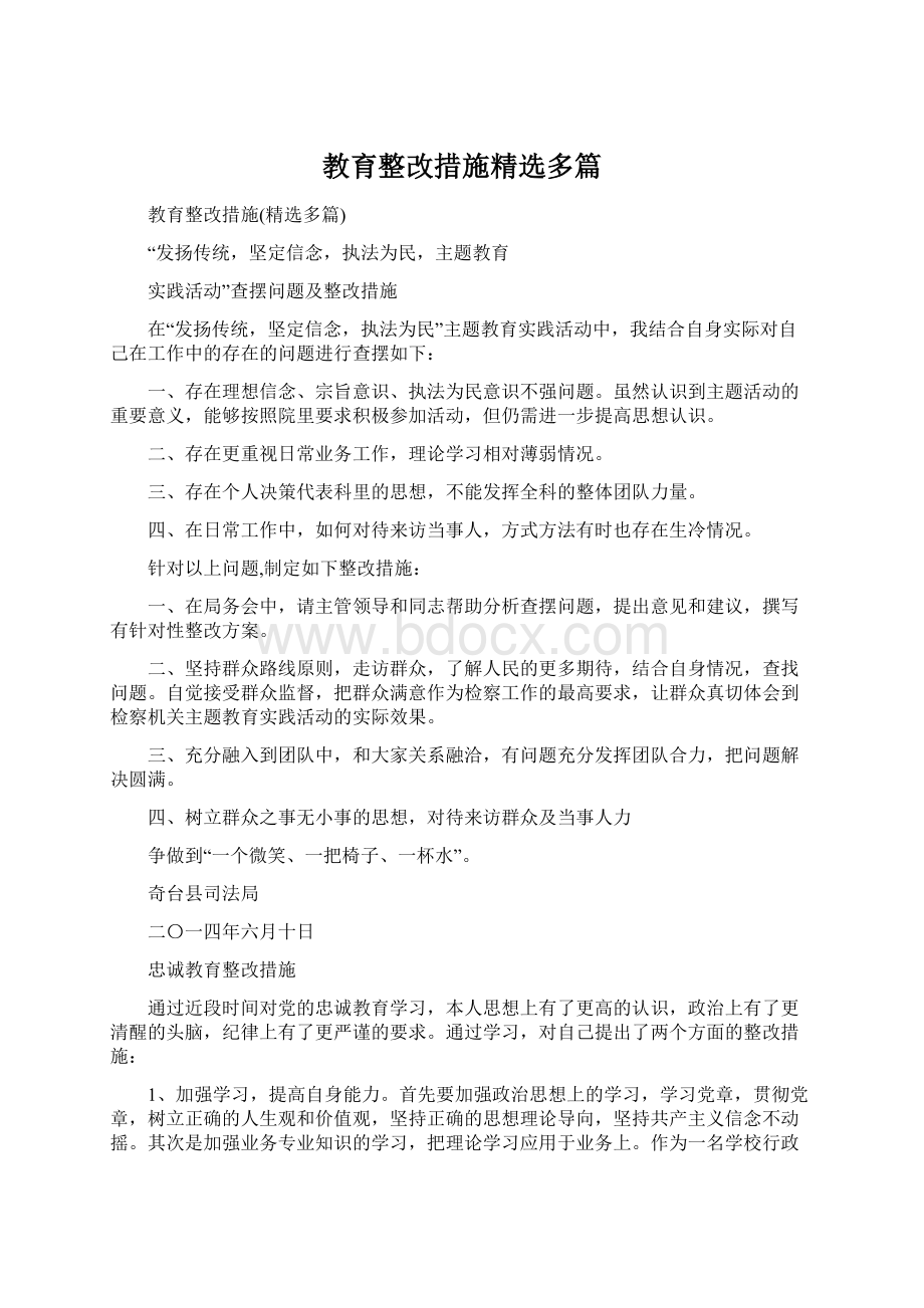 教育整改措施精选多篇.docx