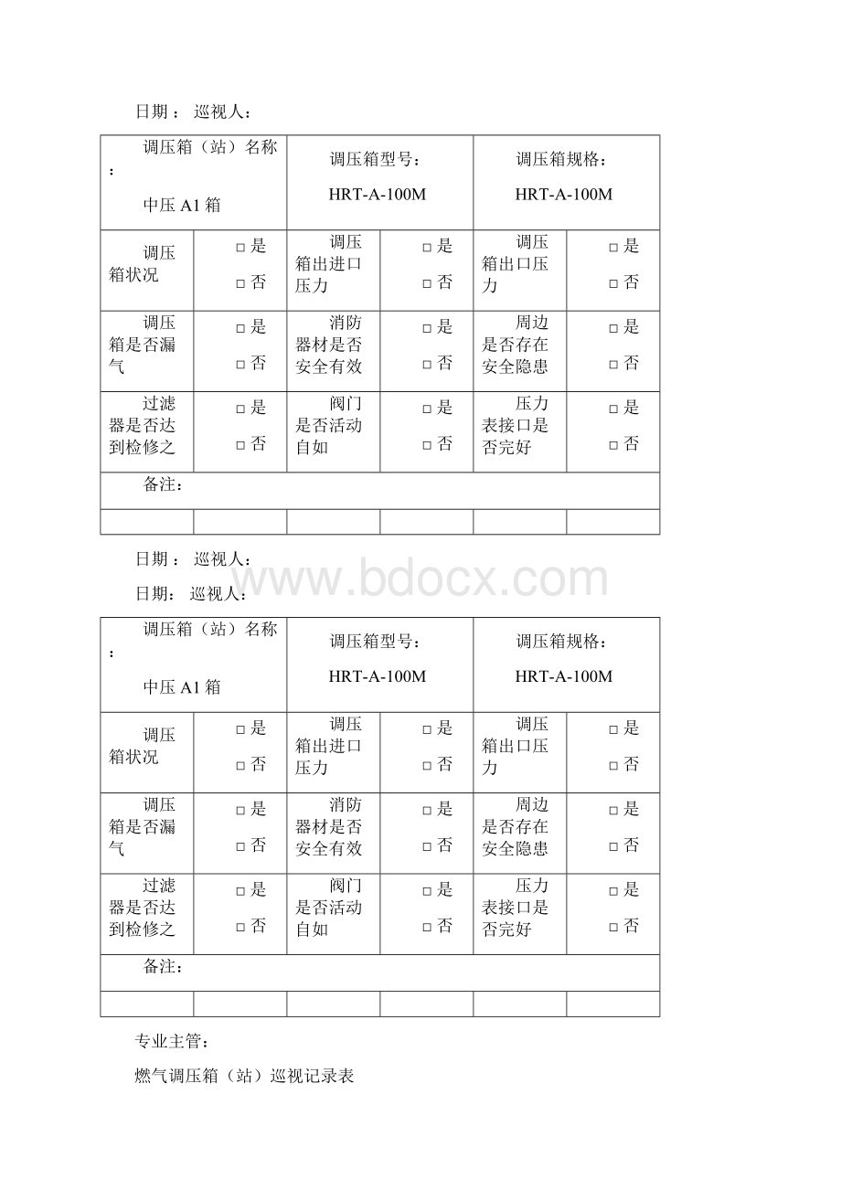 燃气调压箱巡视记录表.docx_第2页