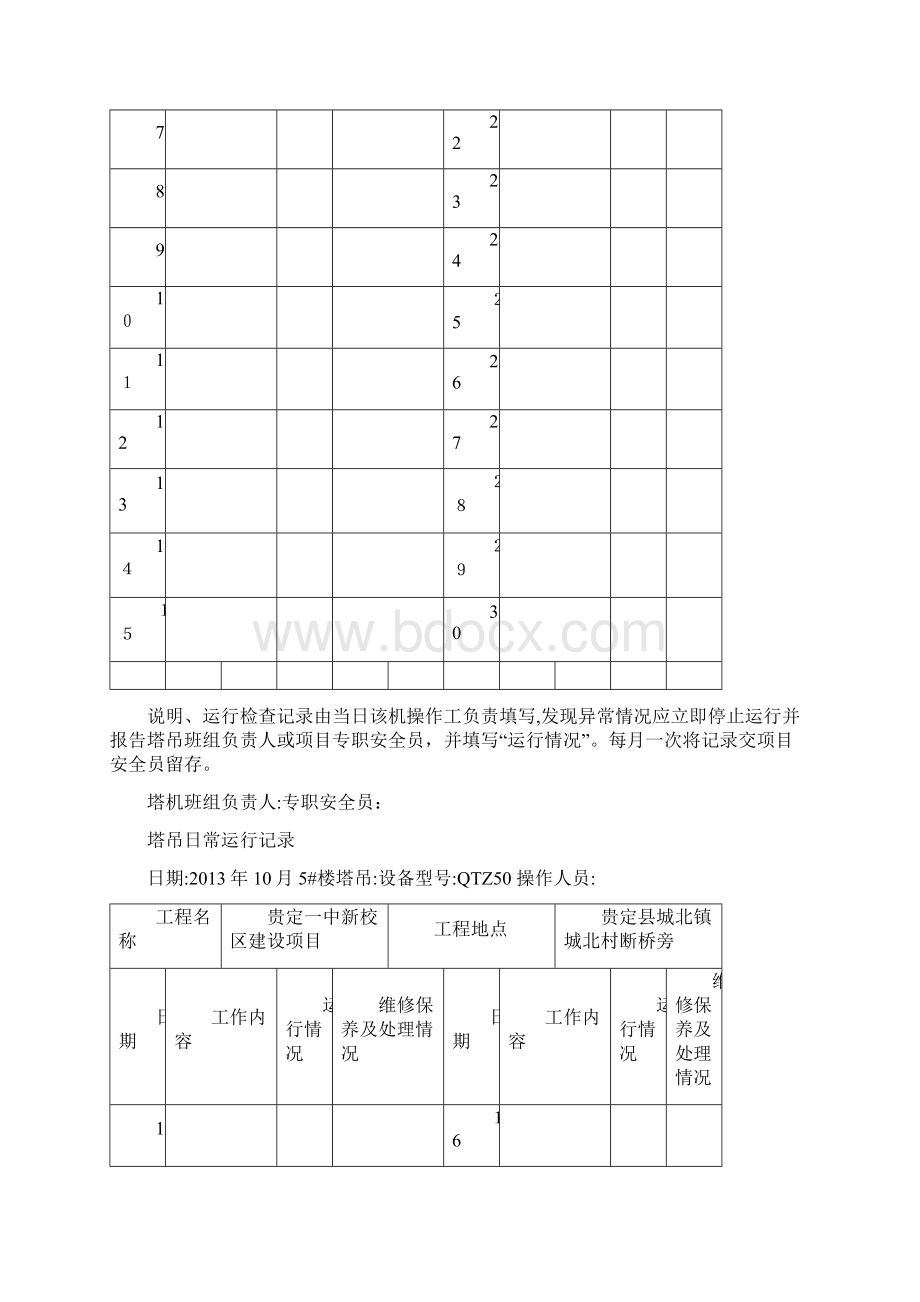 塔吊日常运行记录可编辑范本Word文档下载推荐.docx_第3页