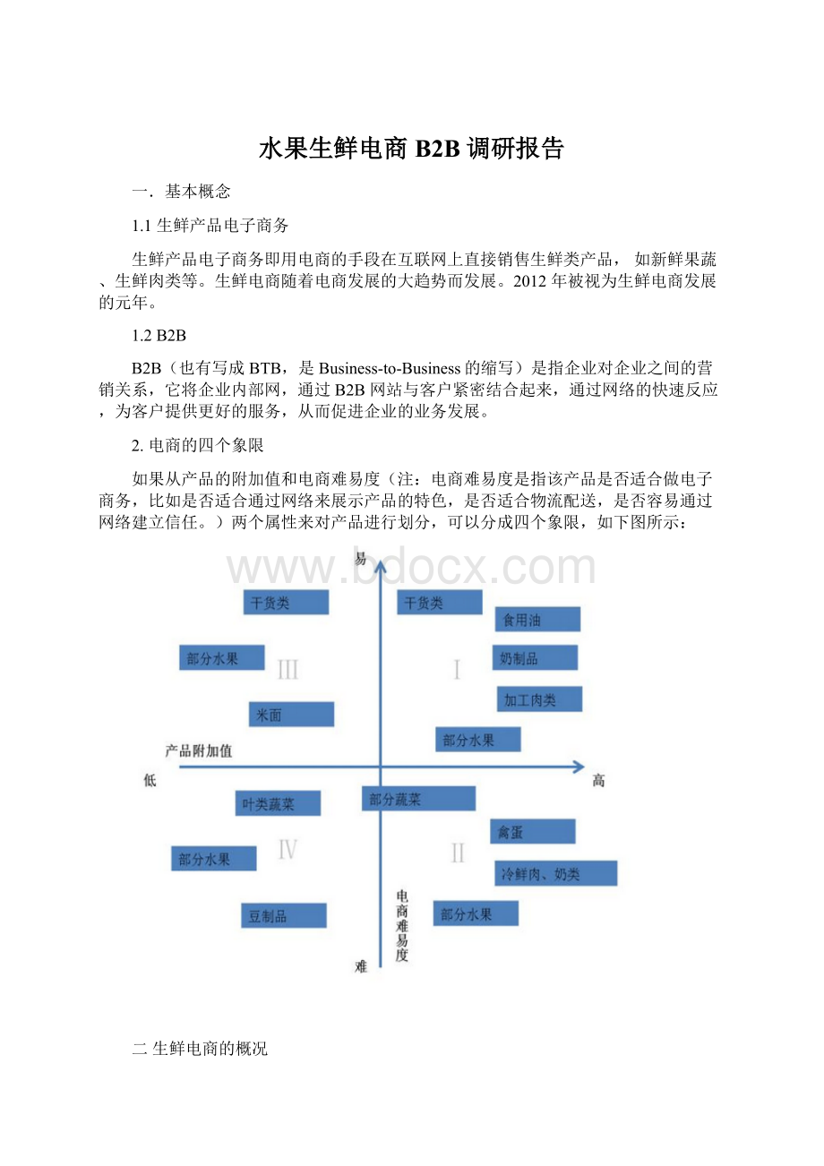 水果生鲜电商B2B调研报告Word格式文档下载.docx