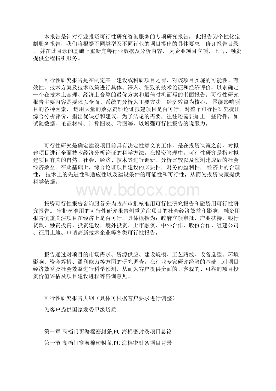 高档门窗海棉密封条PU海棉密封条项目可行性研究报告Word格式.docx_第2页