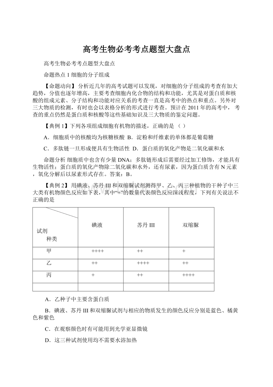 高考生物必考考点题型大盘点文档格式.docx