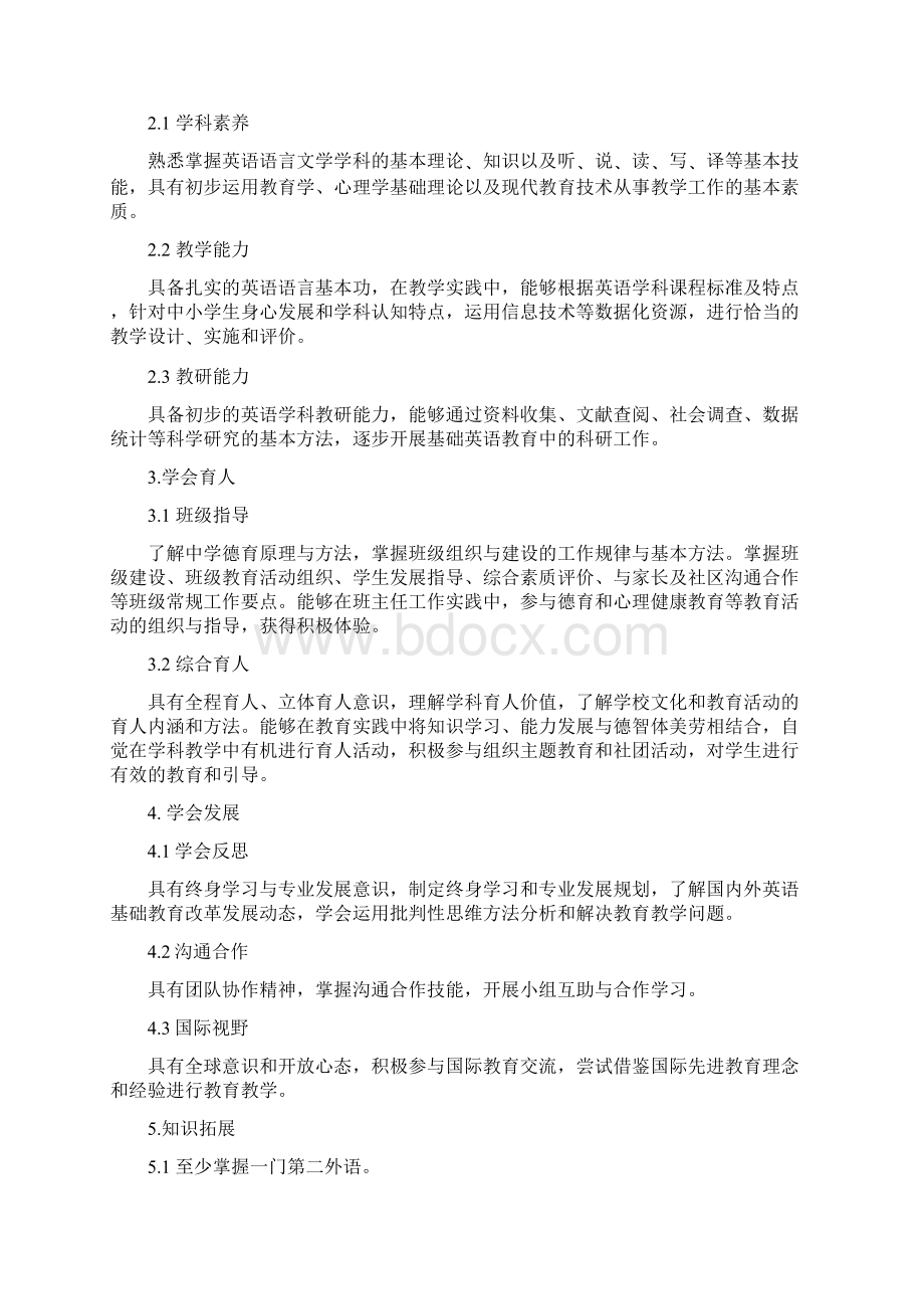 高校英语师范专业人才培养方案Word文档格式.docx_第2页