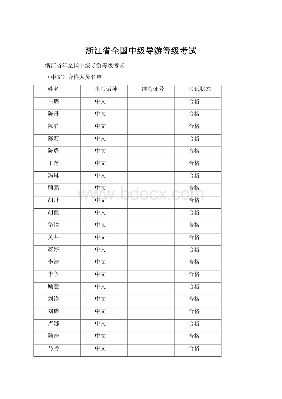 浙江省全国中级导游等级考试.docx