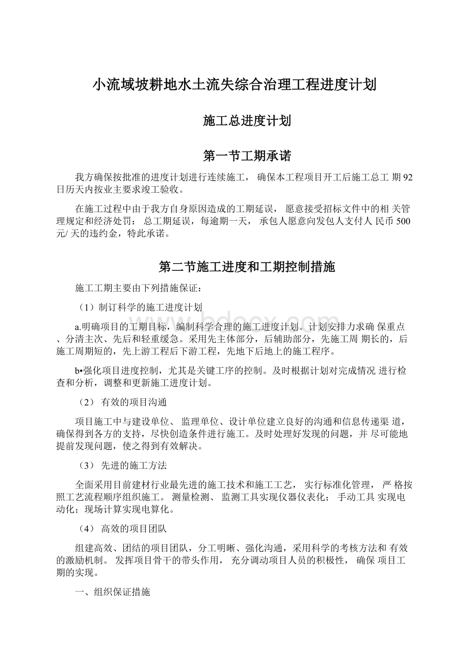 小流域坡耕地水土流失综合治理工程进度计划Word文档格式.docx_第1页