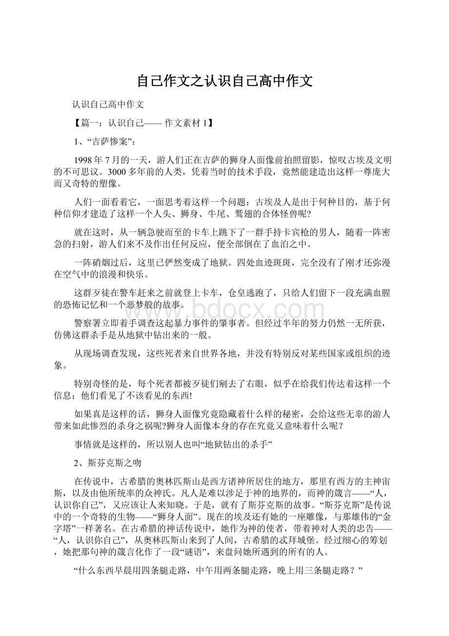 自己作文之认识自己高中作文Word格式文档下载.docx