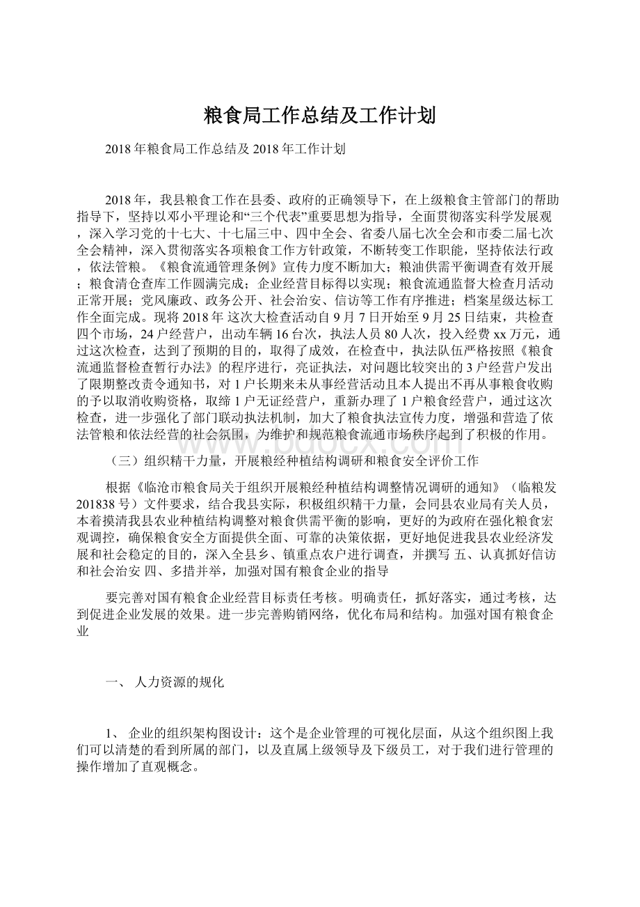 粮食局工作总结及工作计划.docx