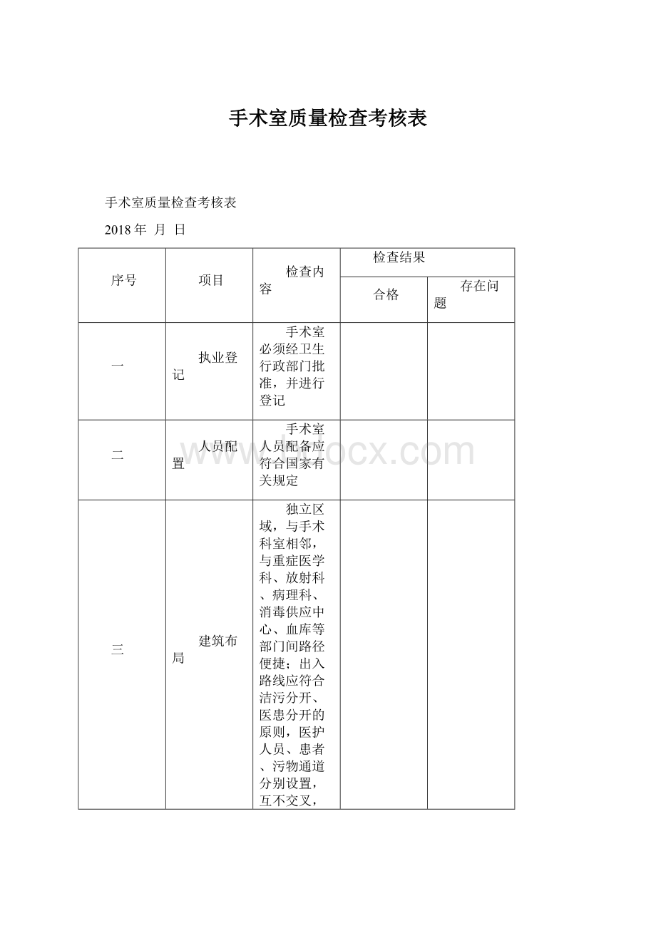 手术室质量检查考核表.docx