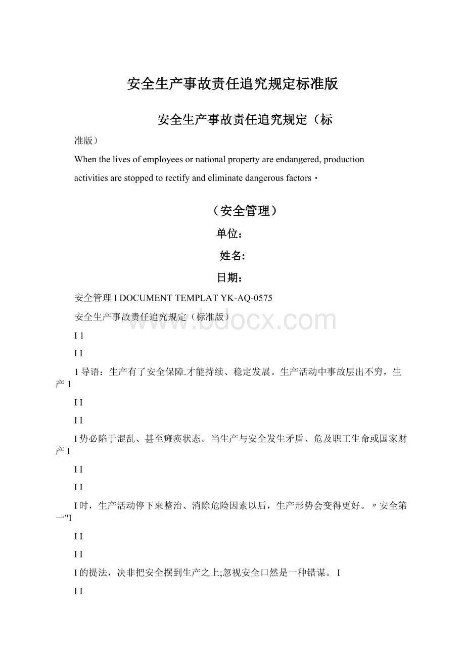 安全生产事故责任追究规定标准版Word格式文档下载.docx_第1页