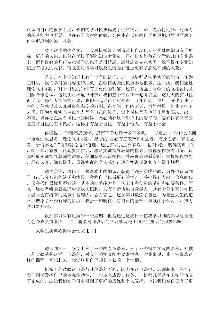 大学生实训心得体会例文五篇Word文档下载推荐.docx_第2页