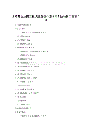 水库除险加固工程 质量保证体系水库除险加固工程项目部Word格式.docx