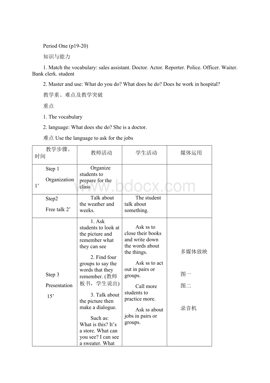 新目标七年级英语下册教学实录UnitWord格式文档下载.docx_第2页