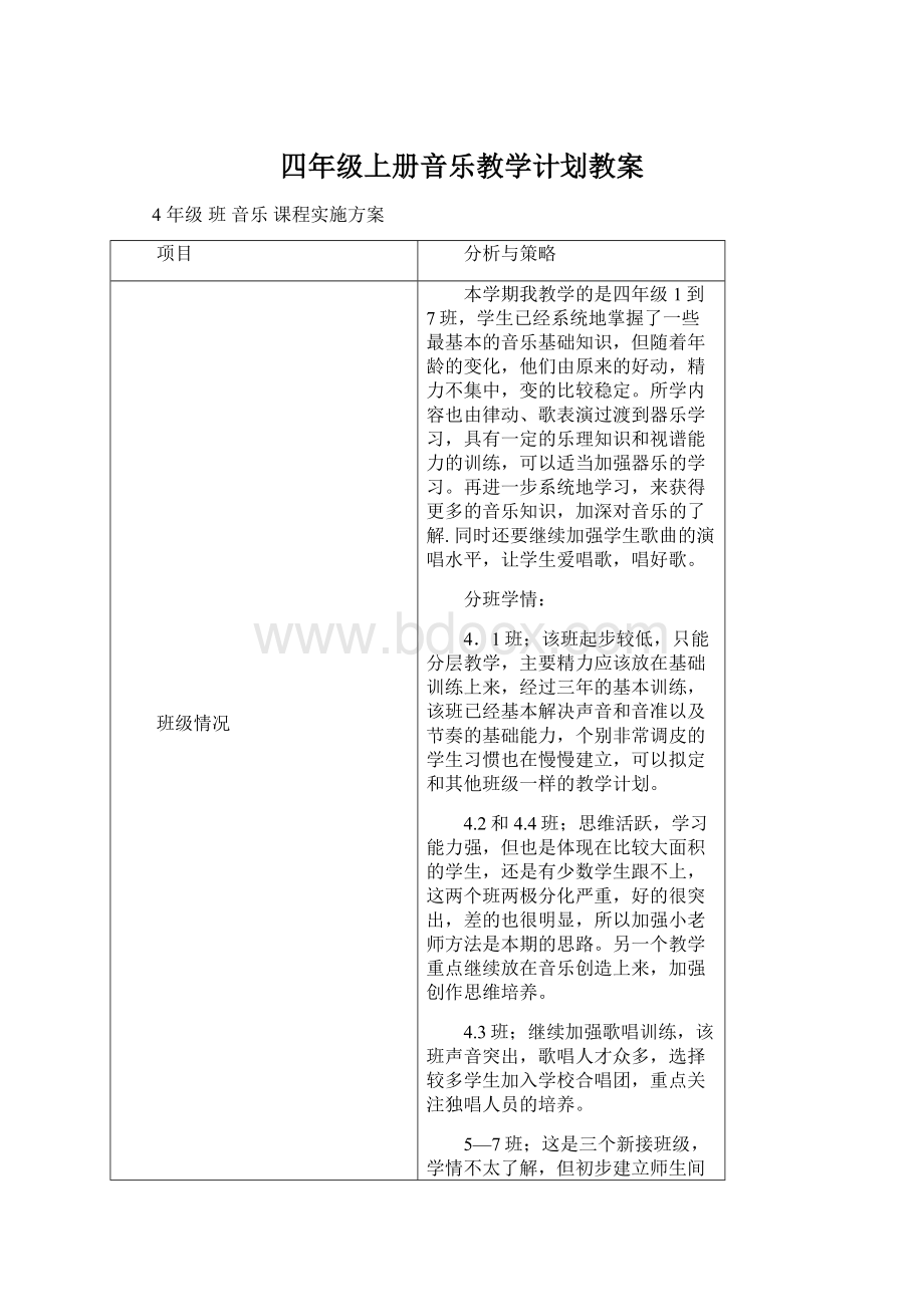 四年级上册音乐教学计划教案.docx