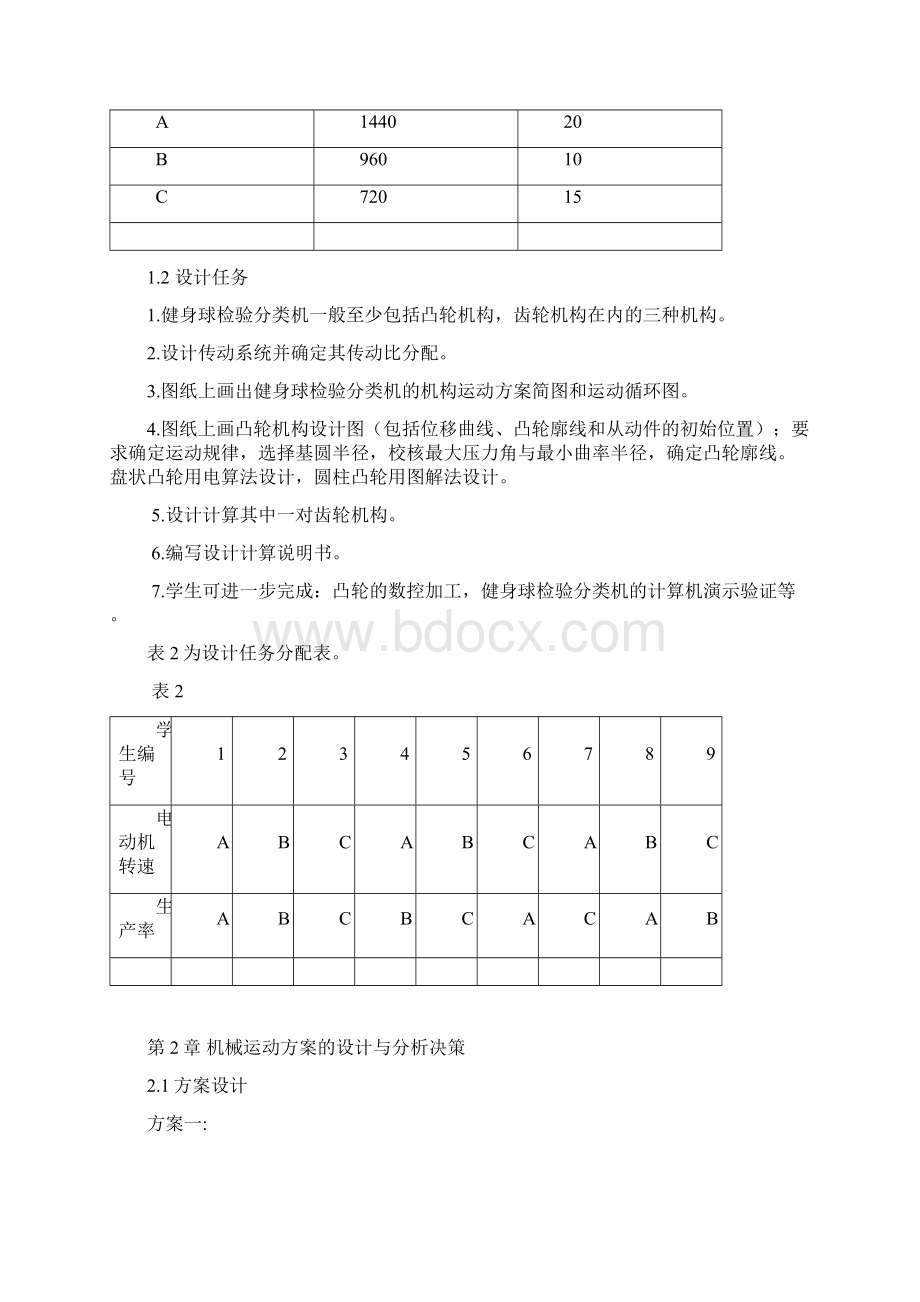 机械原理课程设计健身球自动检验分类机讲解Word下载.docx_第2页