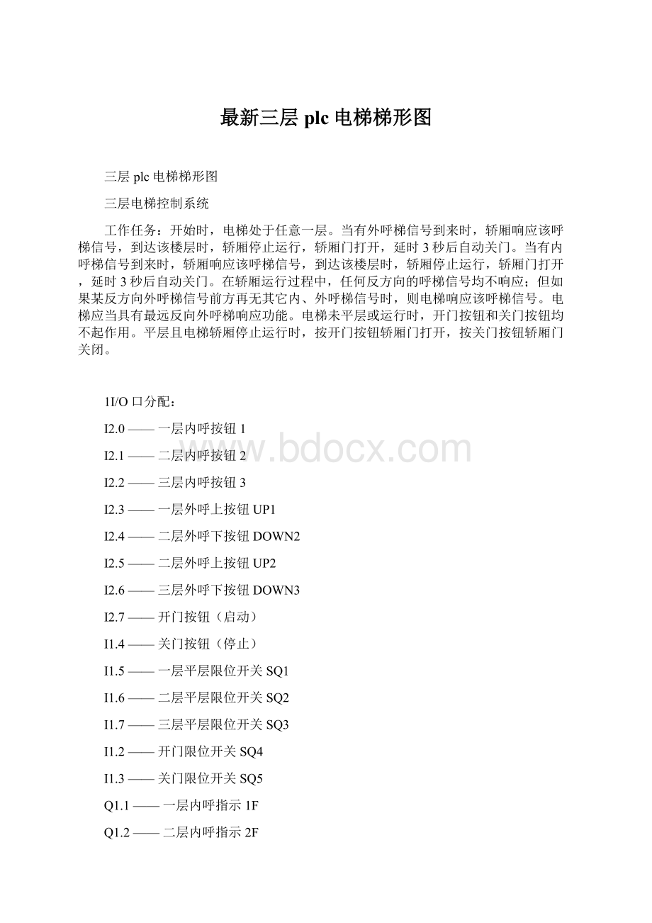 最新三层plc电梯梯形图.docx_第1页