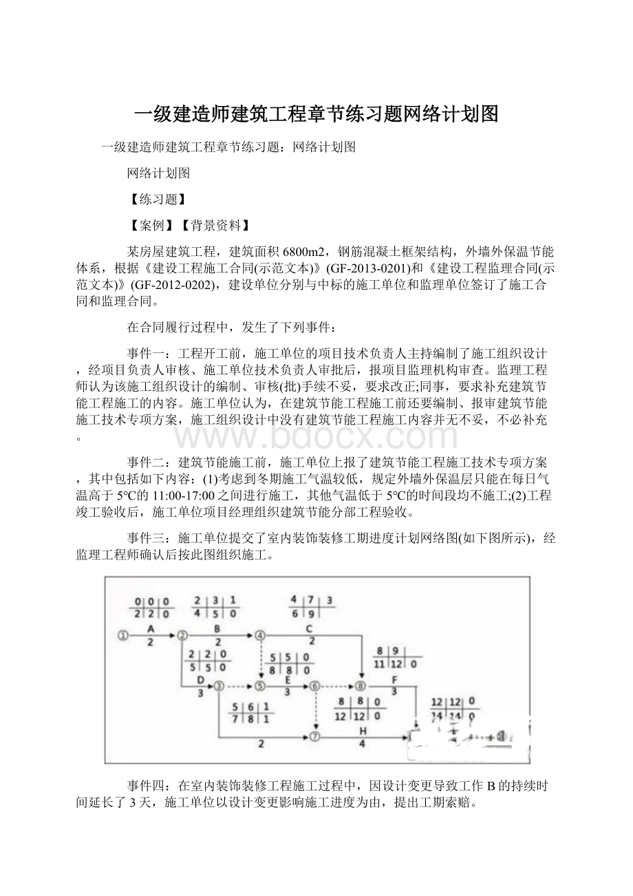 一级建造师建筑工程章节练习题网络计划图.docx