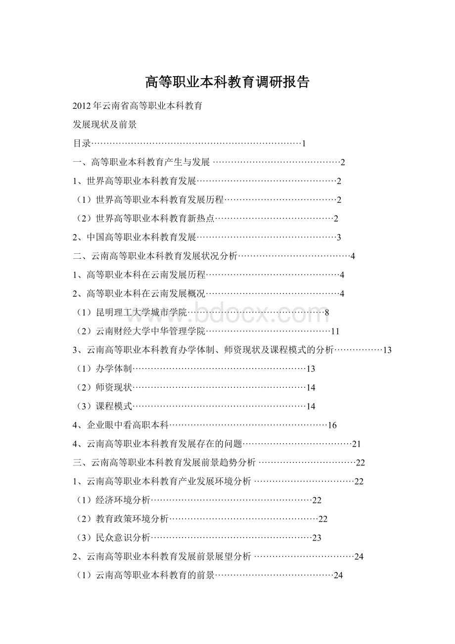 高等职业本科教育调研报告Word文档下载推荐.docx